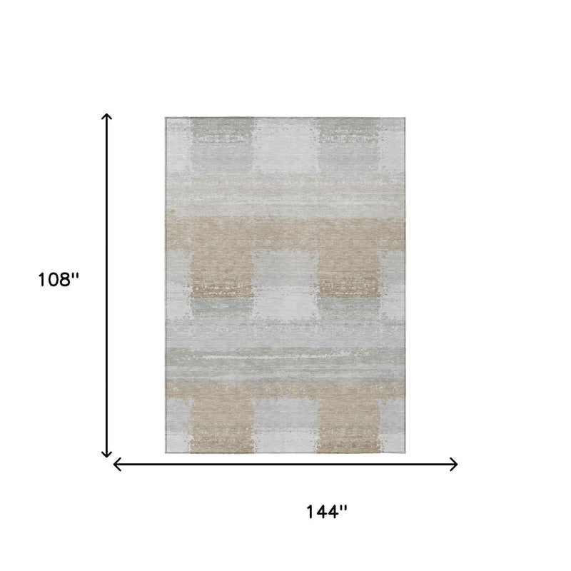 9' X 12' Silver And Gray Geometric Washable Indoor Outdoor Area Rug Homeroots Outdoor