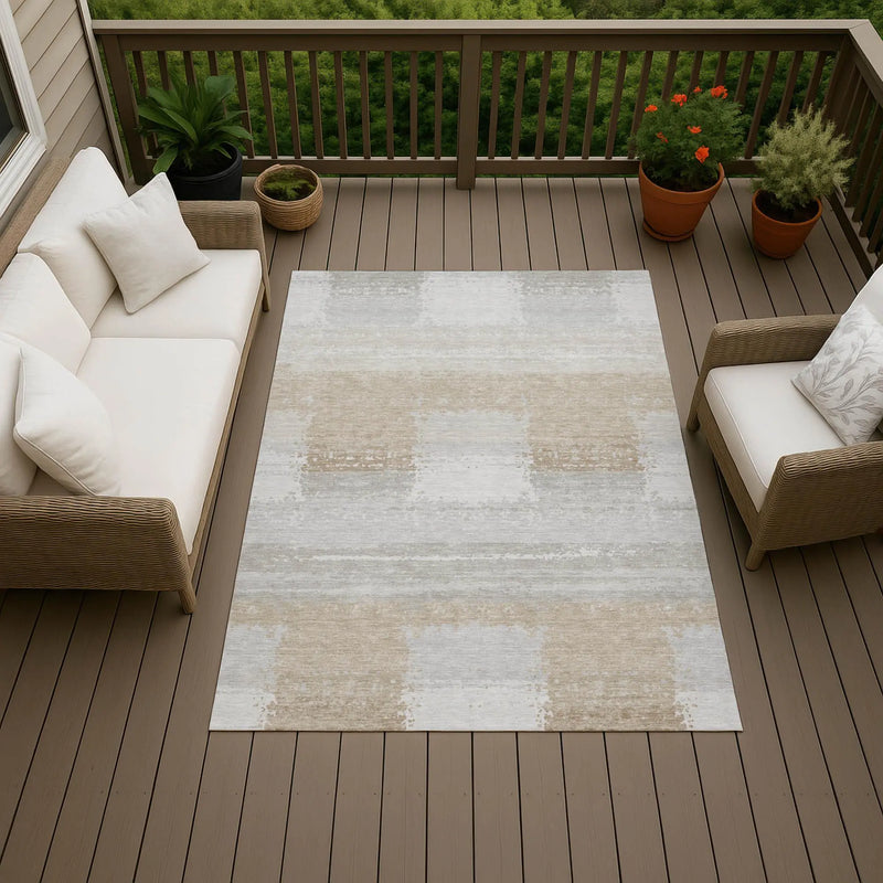 9' X 12' Silver And Gray Geometric Washable Indoor Outdoor Area Rug Homeroots Outdoor