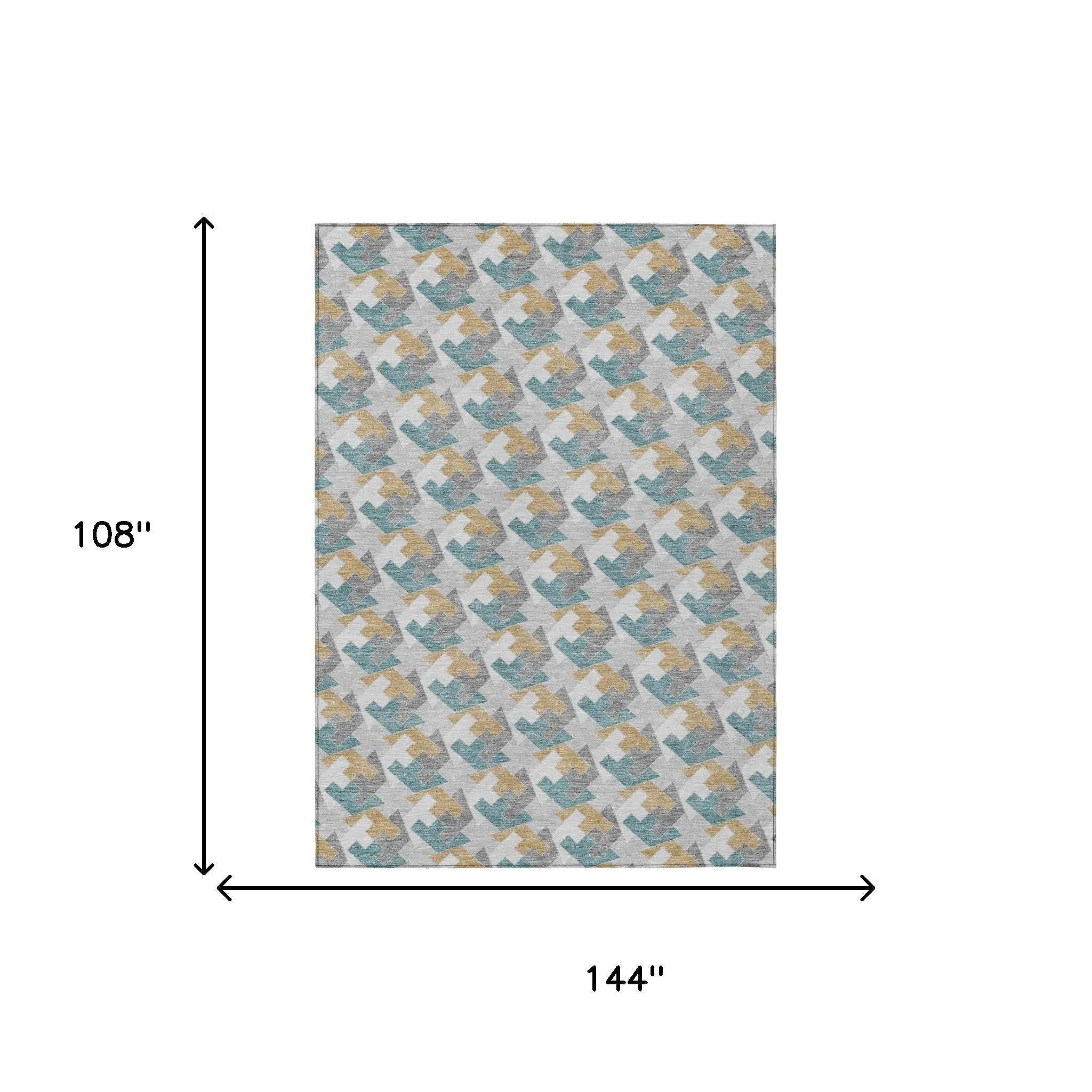 9' X 12' Silver And Gray Geometric Washable Indoor Outdoor Area Rug Homeroots Outdoor