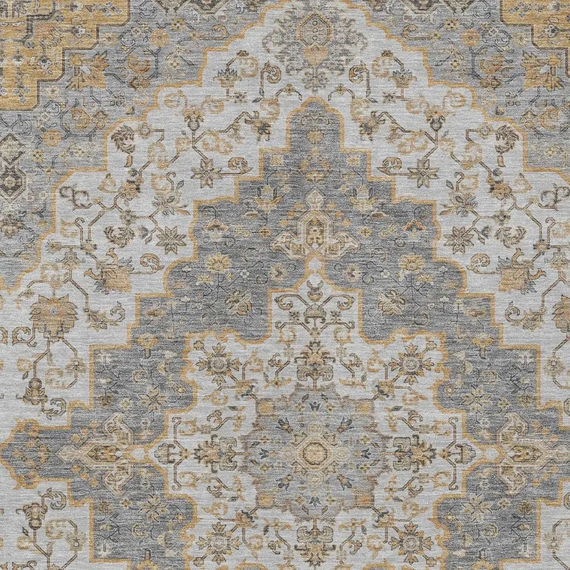 9' X 12' Silver And Gray Medallion Washable Indoor Outdoor Area Rug Homeroots Outdoor