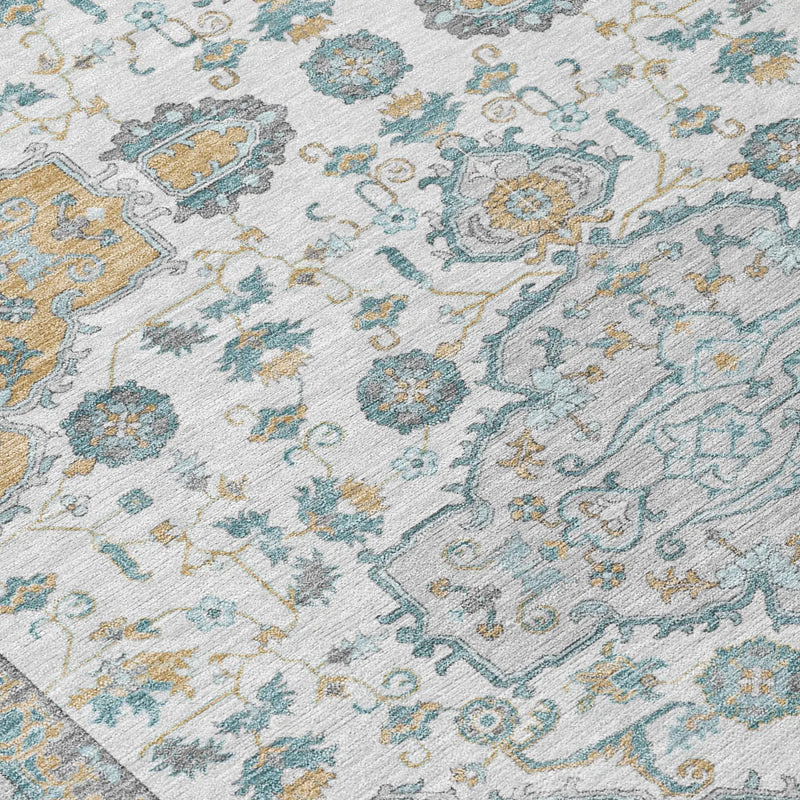 9' X 12' Silver And Gray Oriental Washable Indoor Outdoor Area Rug Homeroots Outdoor