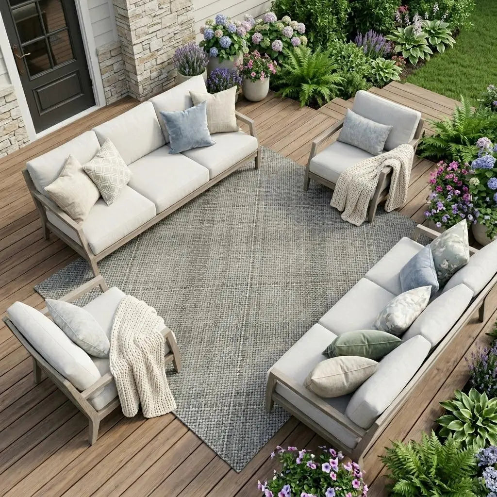 9' X 12' Silver And Gray Plaid Washable Indoor Outdoor Area Rug Homeroots Outdoor