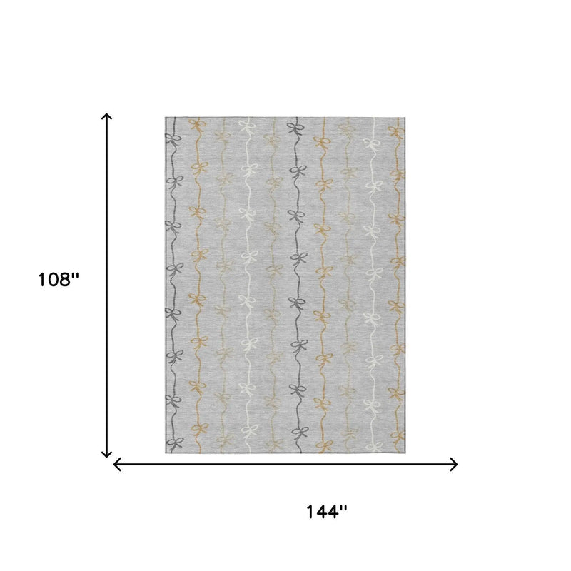 9' X 12' Silver And Gray Southwestern Washable Indoor Outdoor Area Rug Homeroots Outdoor