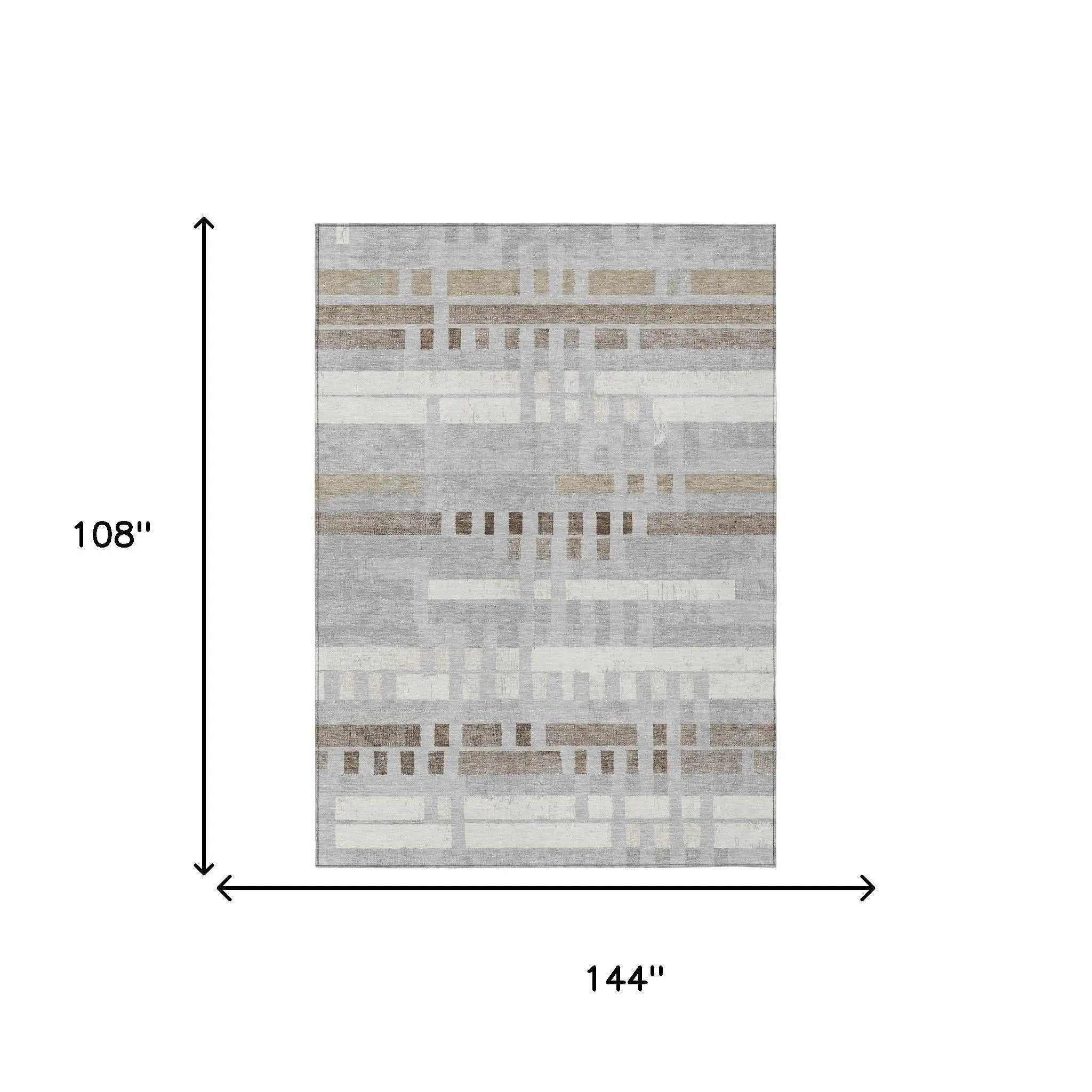 9' X 12' Silver And Gray Striped Washable Indoor Outdoor Area Rug Homeroots Outdoor