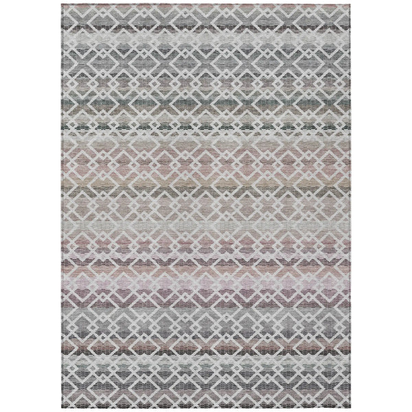 9' X 12' Silver And Gray Striped Washable Indoor Outdoor Area Rug Homeroots Outdoor