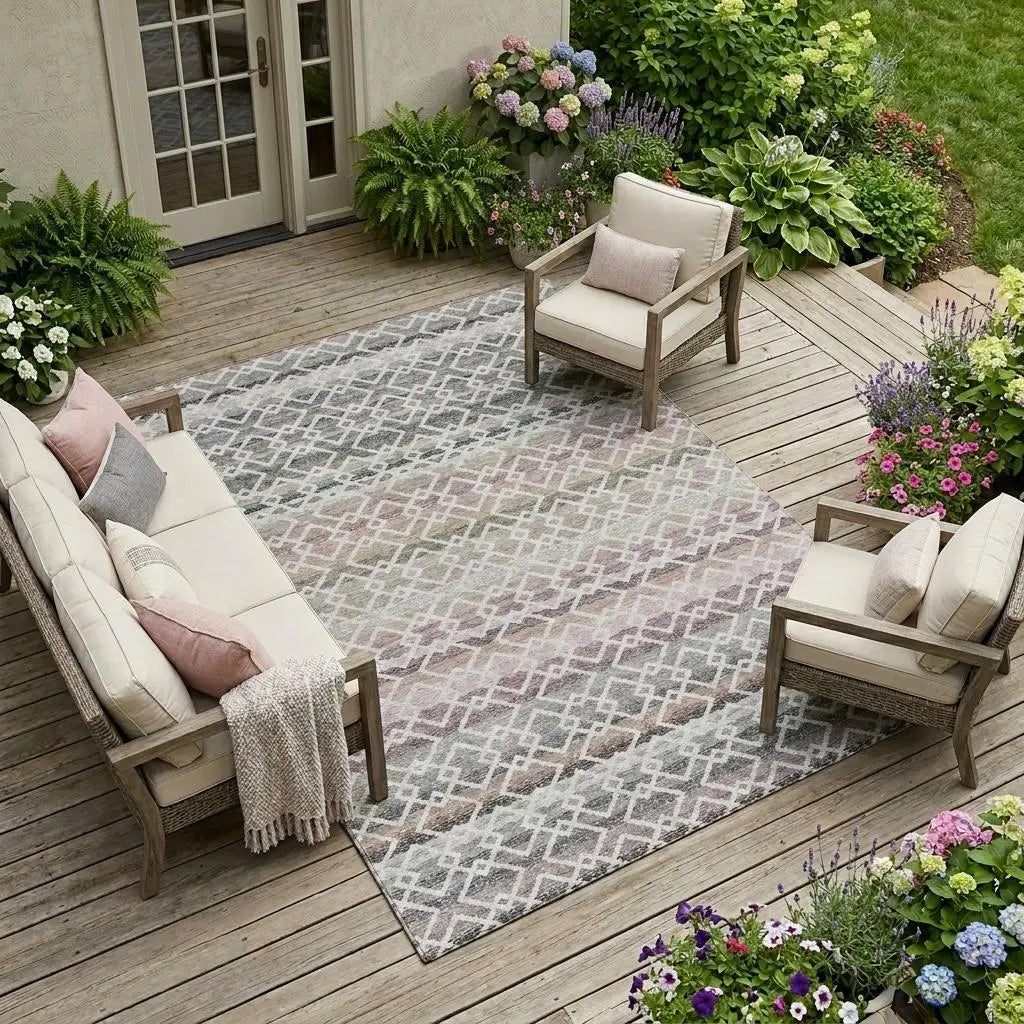9' X 12' Silver And Gray Striped Washable Indoor Outdoor Area Rug Homeroots Outdoor