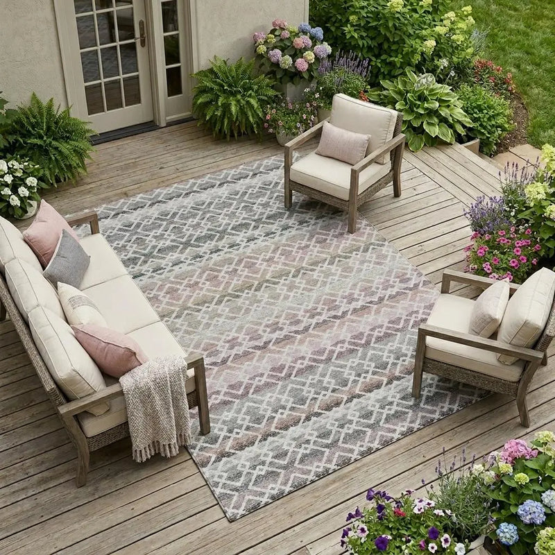 9' X 12' Silver And Gray Striped Washable Indoor Outdoor Area Rug Homeroots Outdoor