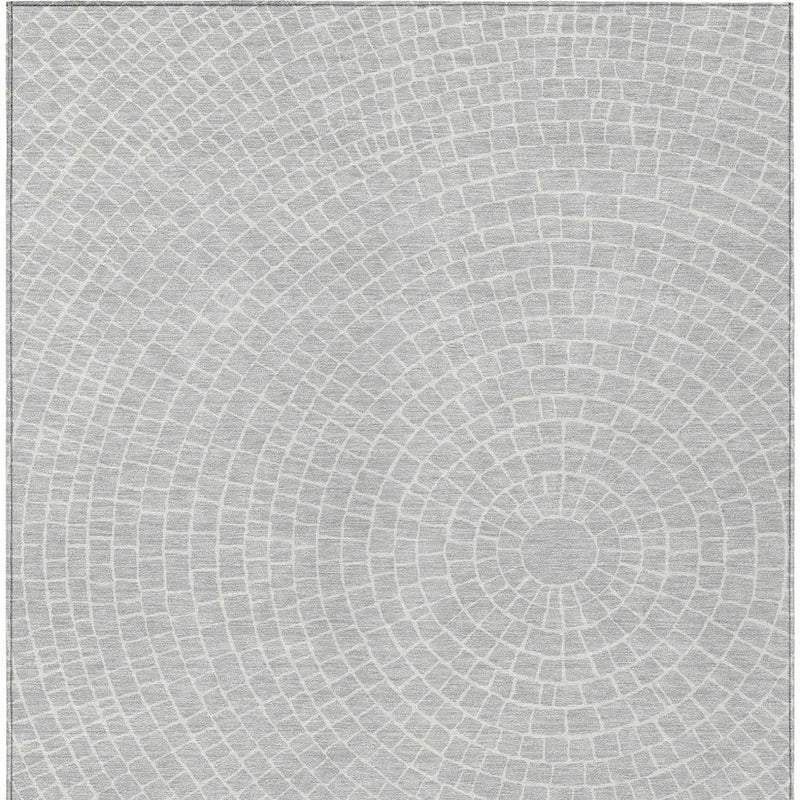 9' X 12' Silver And Ivory Geometric Washable Indoor Outdoor Area Rug Homeroots Outdoor