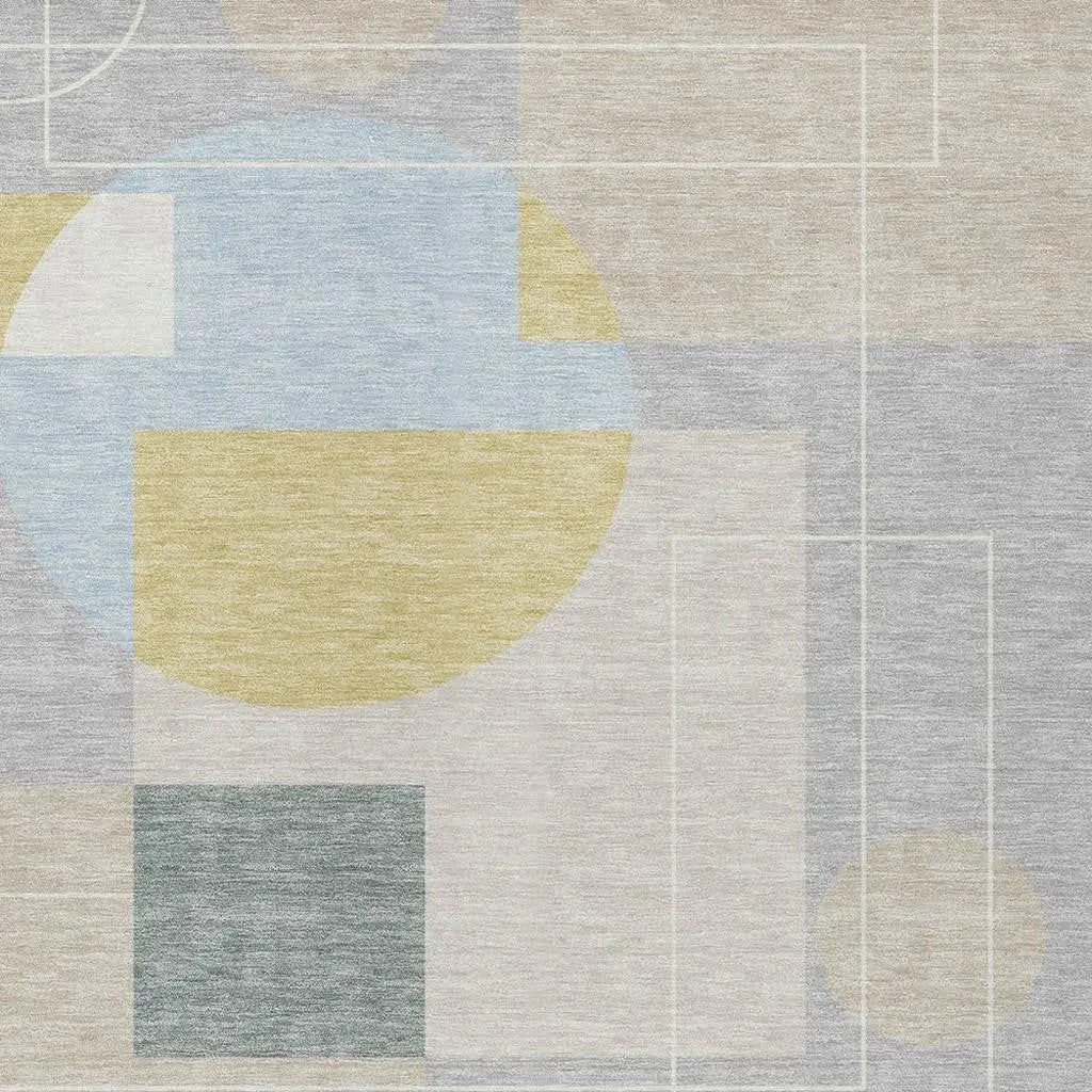 9' X 12' Silver And Sky Blue Geometric Washable Indoor Outdoor Area Rug Homeroots Outdoor