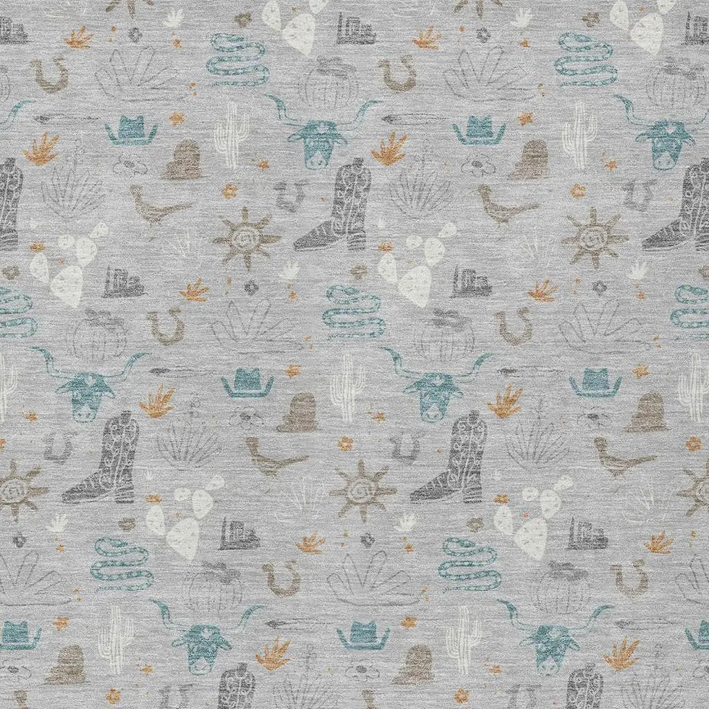 9' X 12' Silver And Teal Blue Cactus Washable Indoor Outdoor Area Rug Homeroots Outdoor