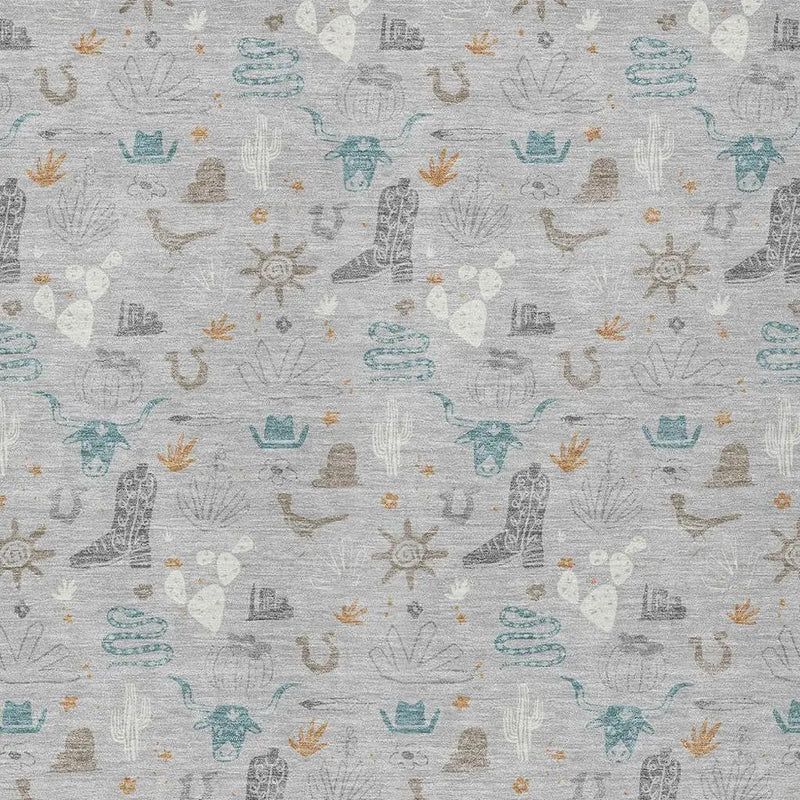 9' X 12' Silver And Teal Blue Cactus Washable Indoor Outdoor Area Rug Homeroots Outdoor