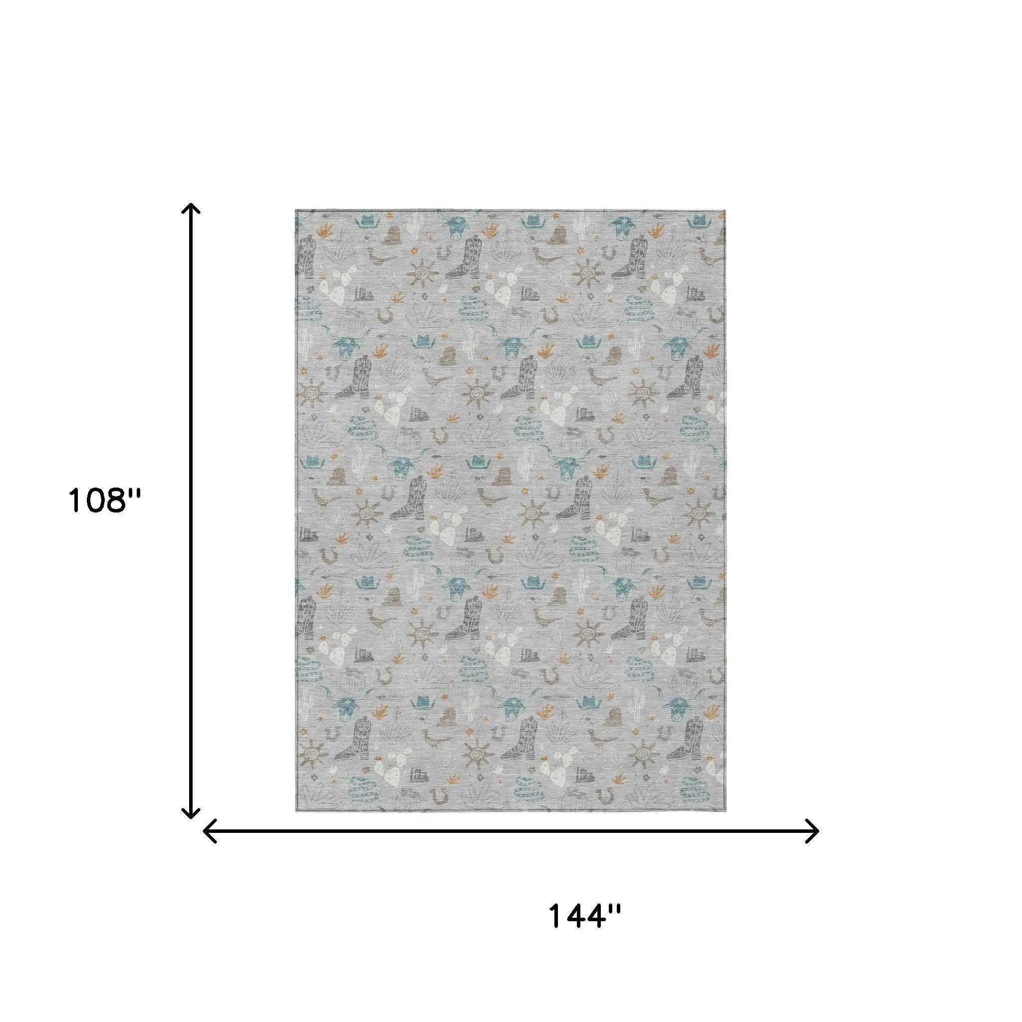 9' X 12' Silver And Teal Blue Cactus Washable Indoor Outdoor Area Rug Homeroots Outdoor