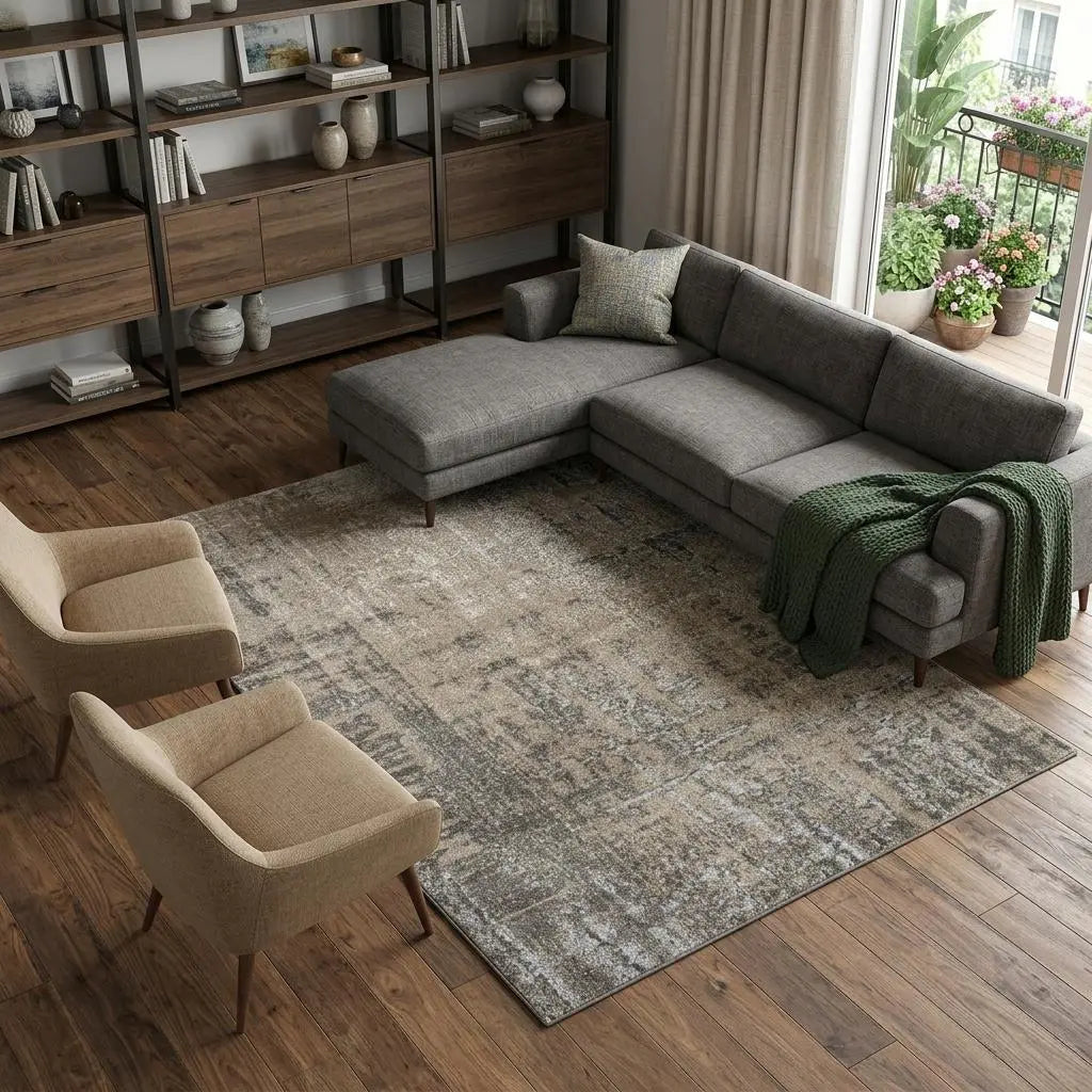 9' X 12' Silver Beige And Taupe Abstract Area Rug Homeroots Home Decor