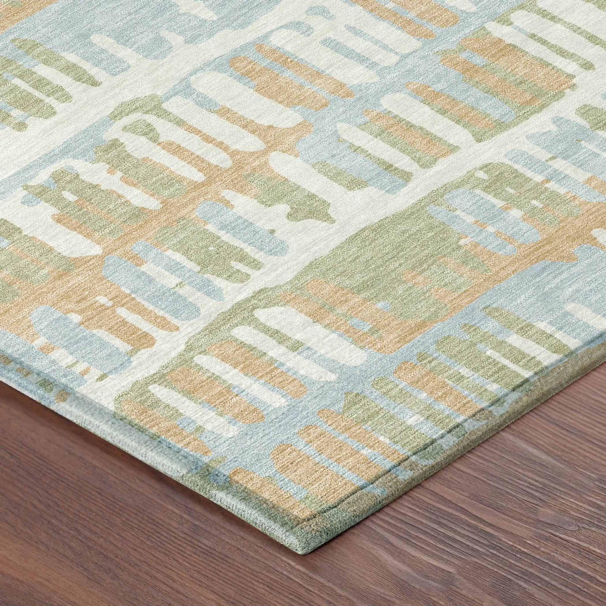 9' X 12' Sky Blue And Beige Abstract Washable Indoor Outdoor Area Rug Homeroots Outdoor