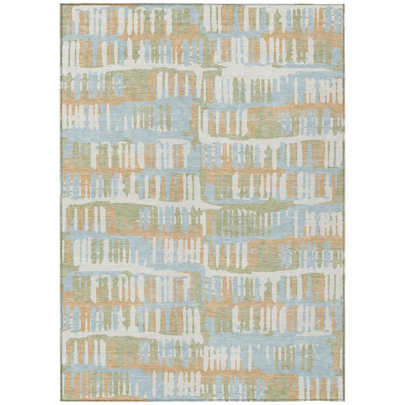 9' X 12' Sky Blue And Beige Abstract Washable Indoor Outdoor Area Rug Homeroots Outdoor