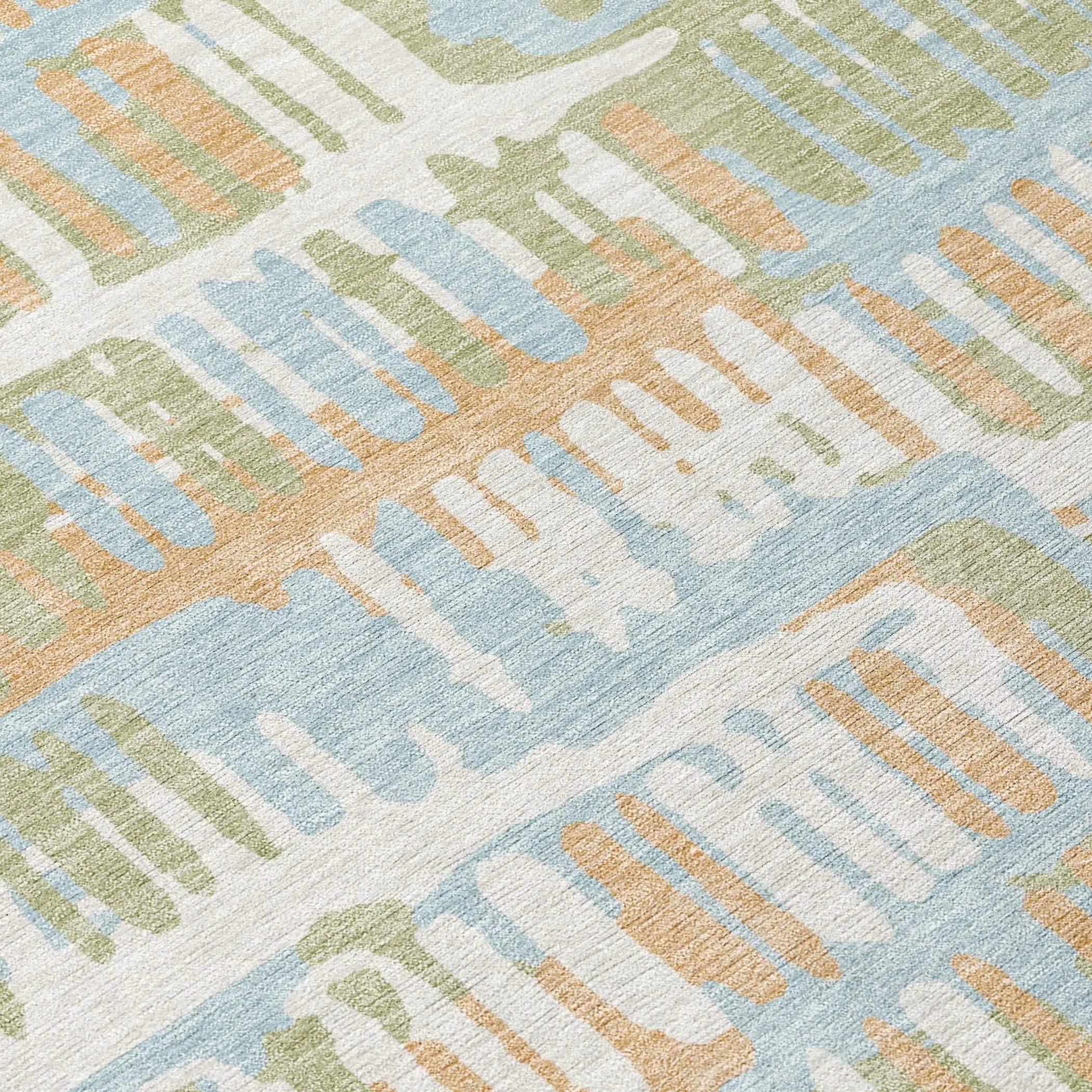 9' X 12' Sky Blue And Beige Abstract Washable Indoor Outdoor Area Rug Homeroots Outdoor