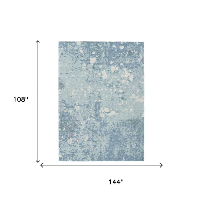 9' X 12' Sky Blue And Beige Abstract Washable Indoor Outdoor Area Rug Homeroots Outdoor