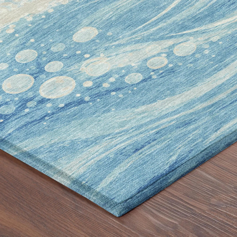 9' X 12' Sky Blue And Blue Abstract Washable Indoor Outdoor Area Rug Homeroots Outdoor