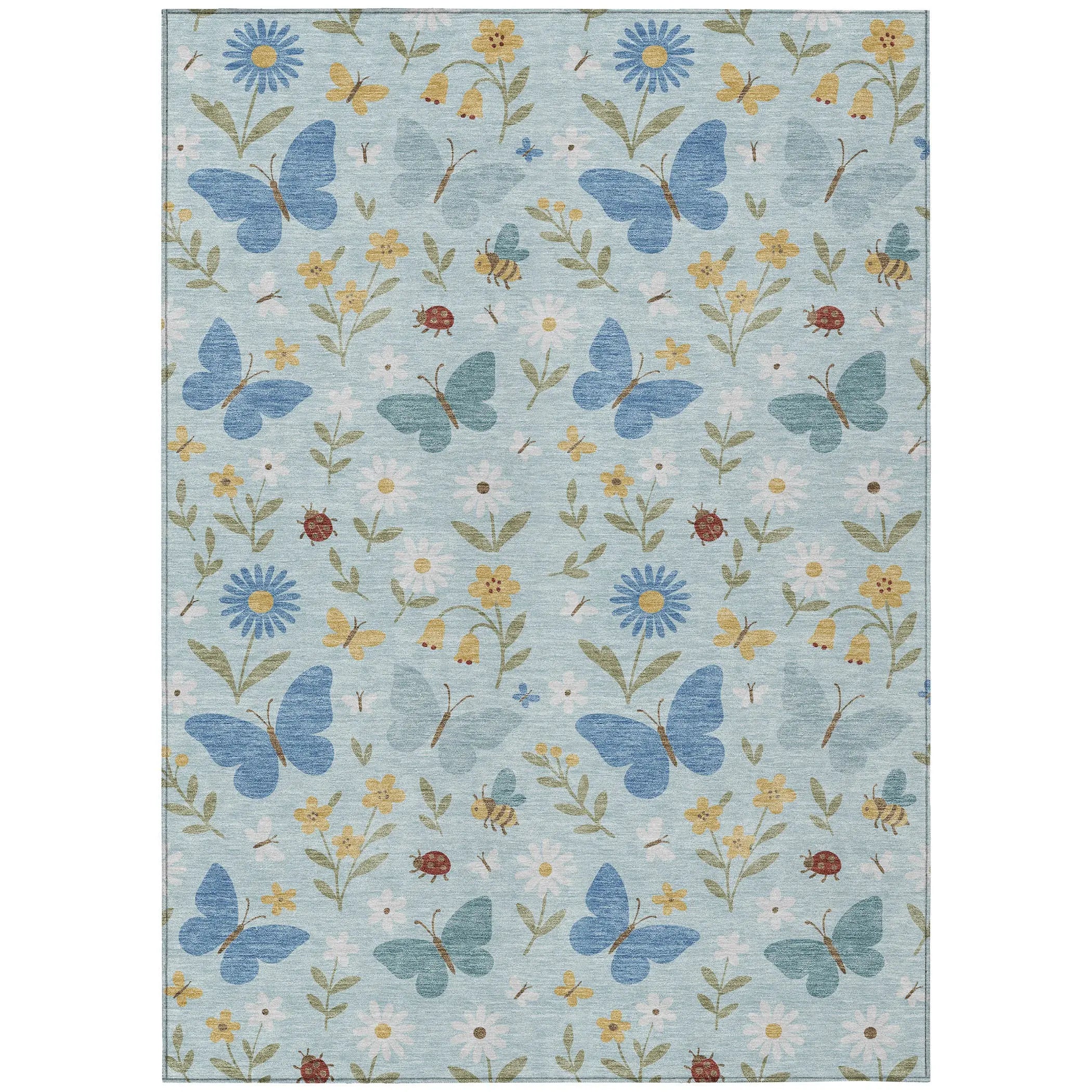 9' X 12' Sky Blue And Blue Abstract Washable Indoor Outdoor Area Rug Homeroots Outdoor