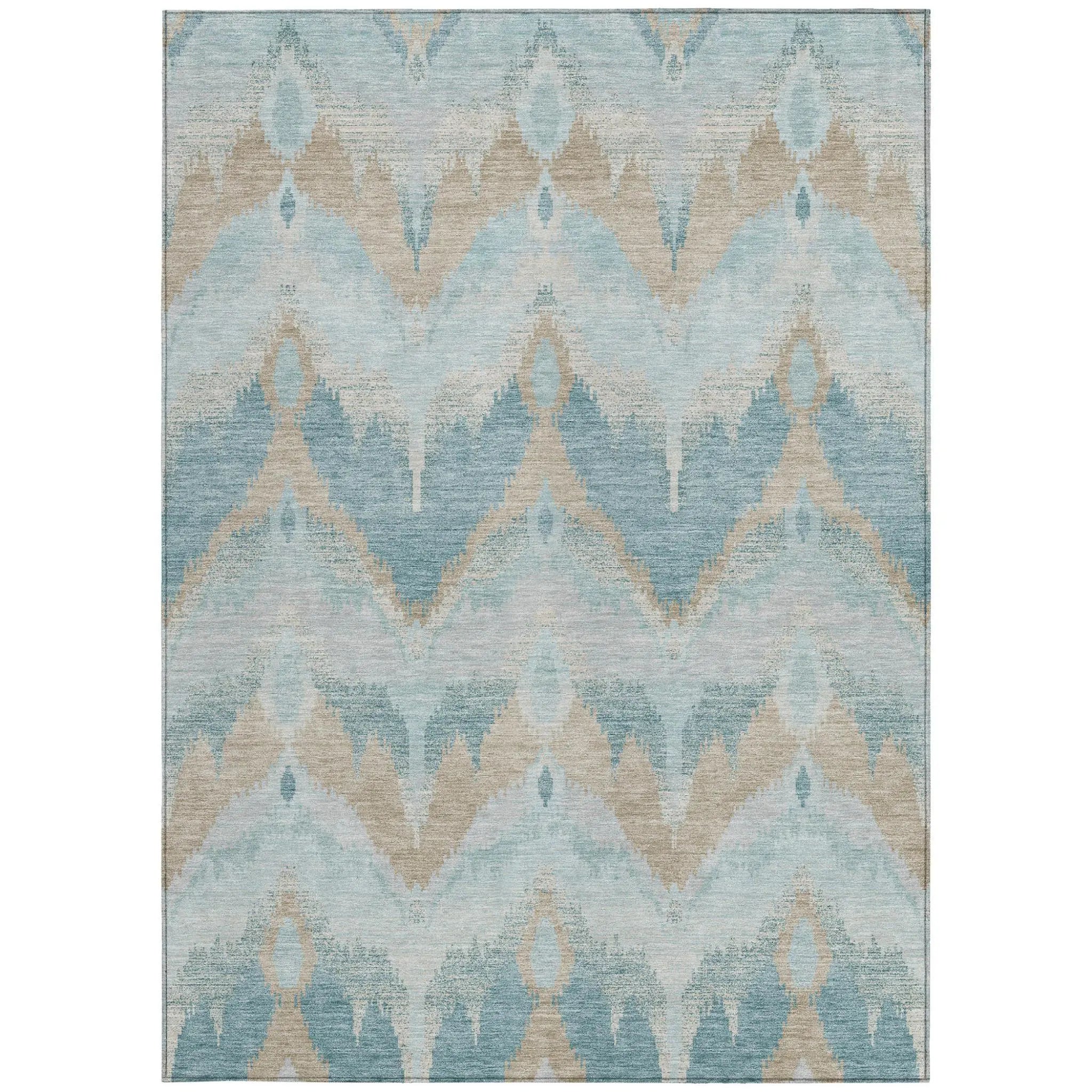 9' X 12' Sky Blue And Blue Abstract Washable Indoor Outdoor Area Rug Homeroots Outdoor