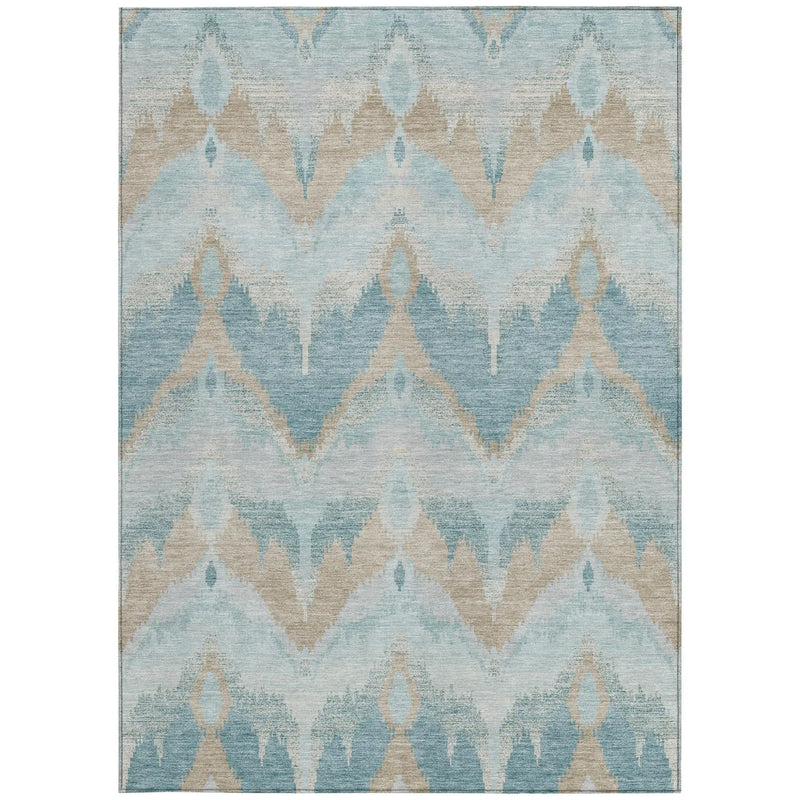 9' X 12' Sky Blue And Blue Abstract Washable Indoor Outdoor Area Rug Homeroots Outdoor