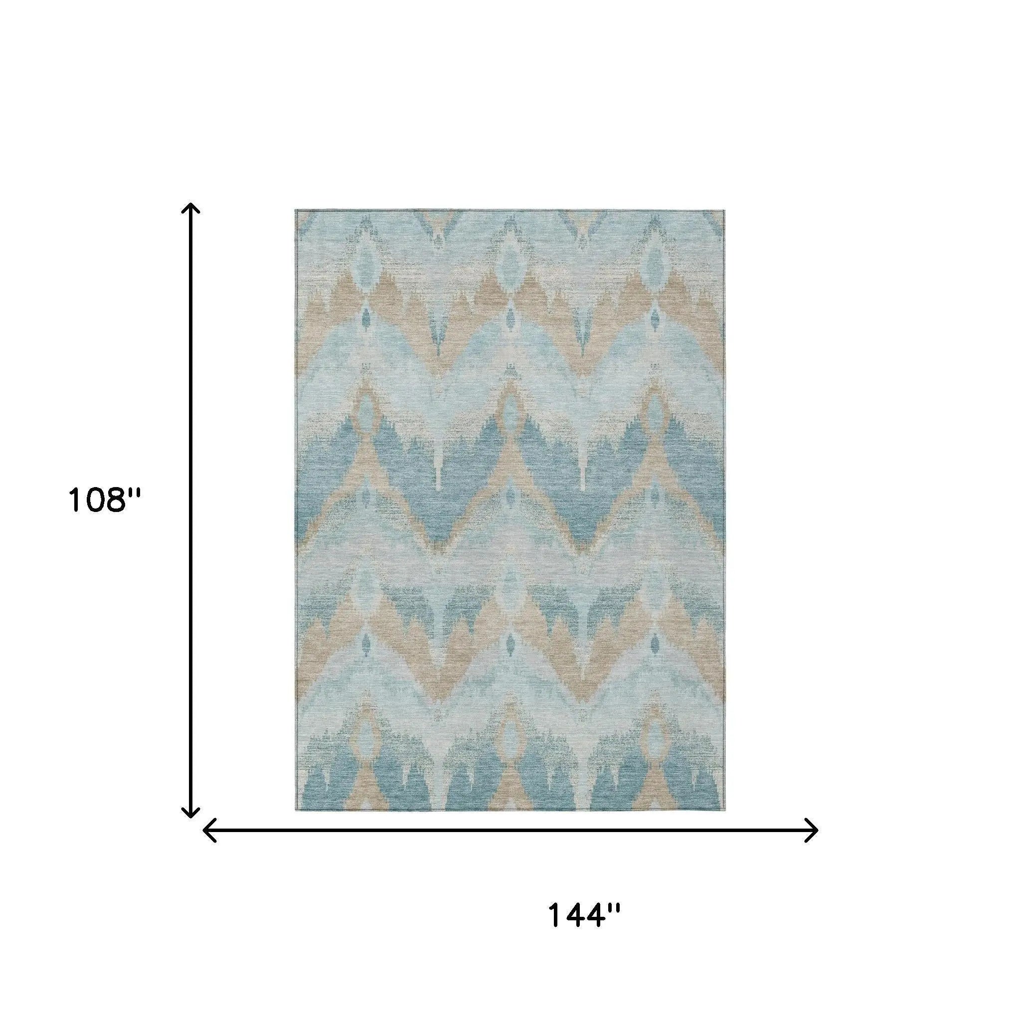 9' X 12' Sky Blue And Blue Abstract Washable Indoor Outdoor Area Rug Homeroots Outdoor