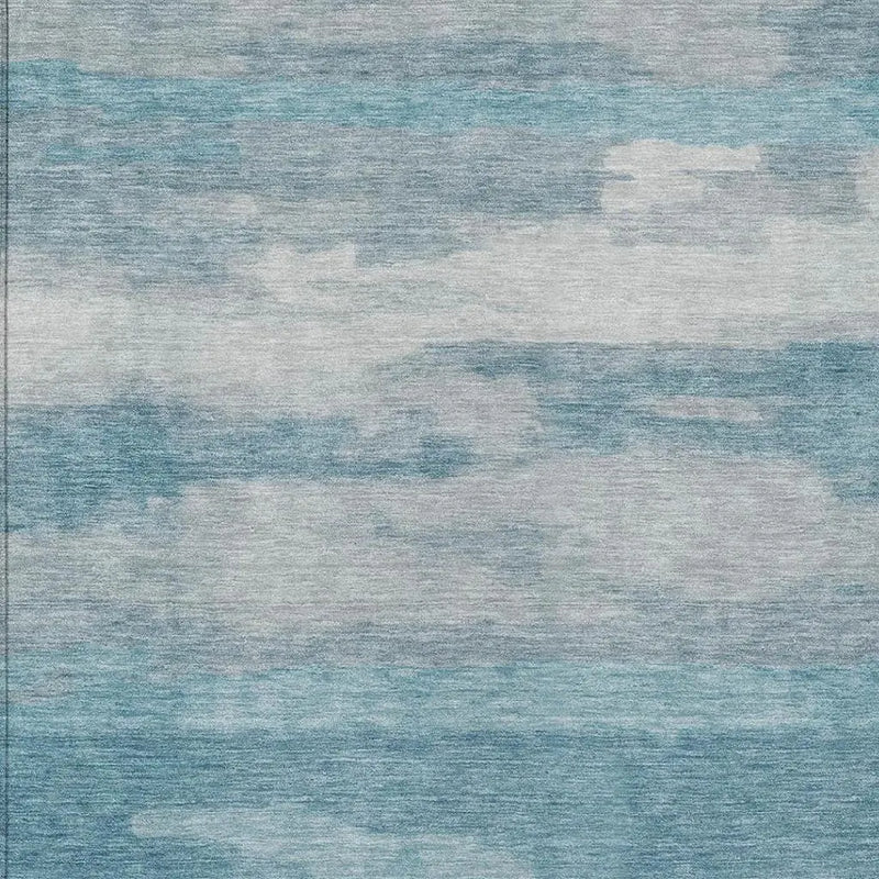 9' X 12' Sky Blue And Blue Abstract Washable Indoor Outdoor Area Rug Homeroots Outdoor
