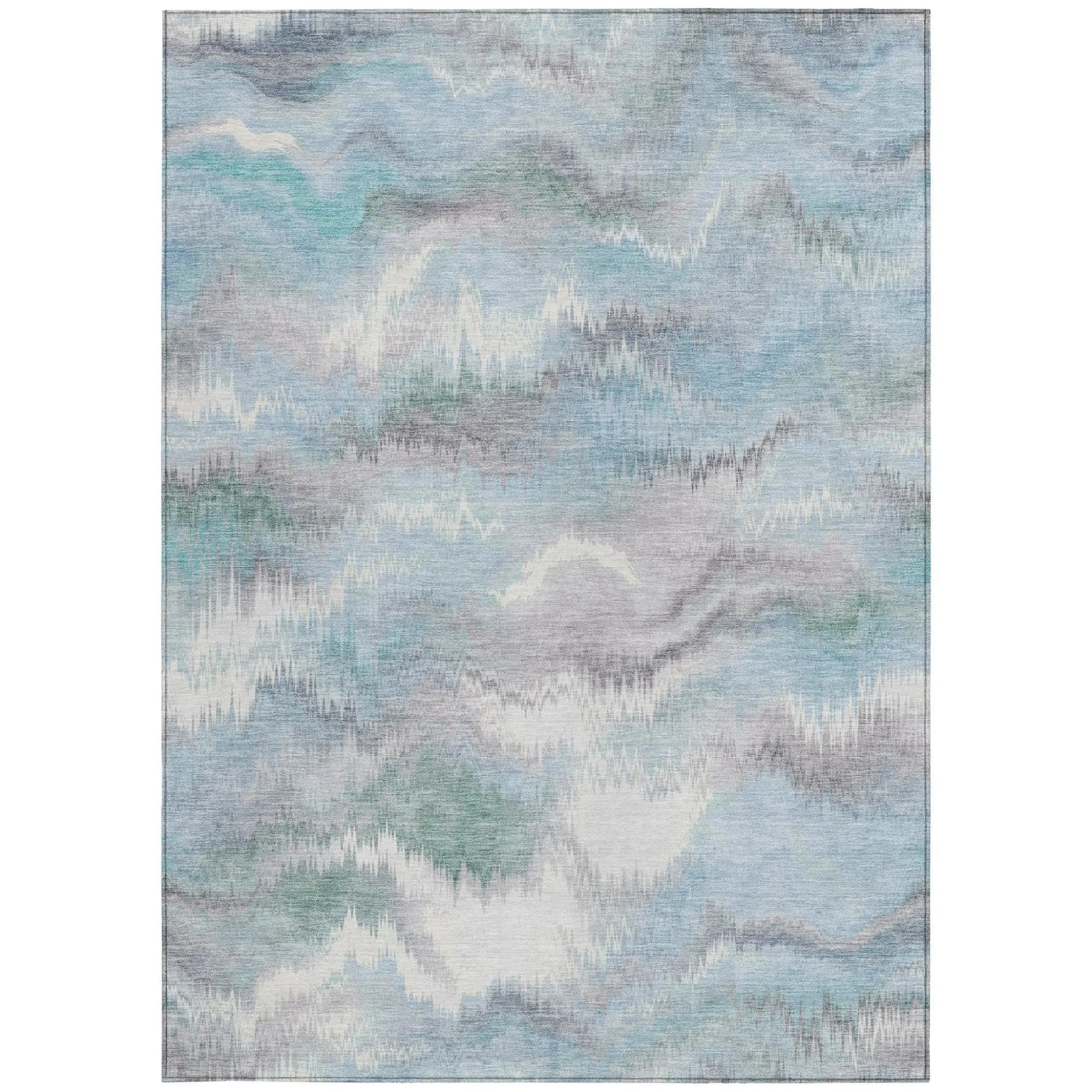 9' X 12' Sky Blue And Blue Abstract Washable Indoor Outdoor Area Rug Homeroots Outdoor