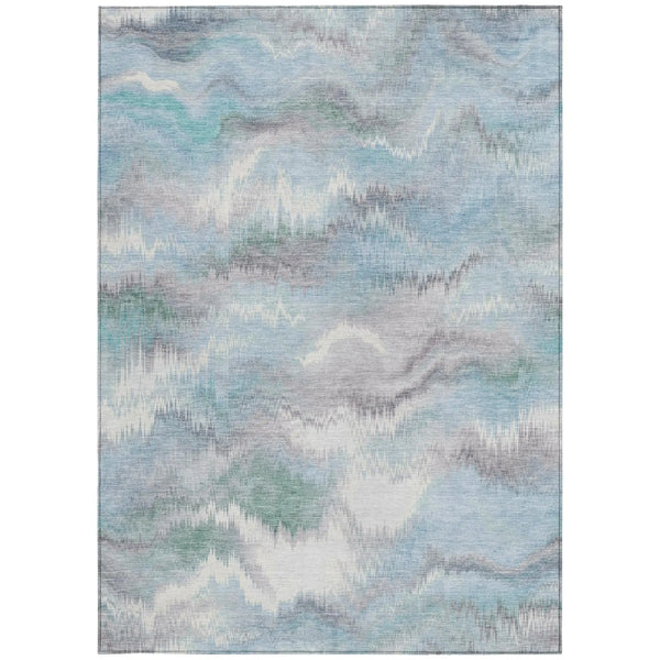 9' X 12' Sky Blue And Blue Abstract Washable Indoor Outdoor Area Rug Homeroots Outdoor
