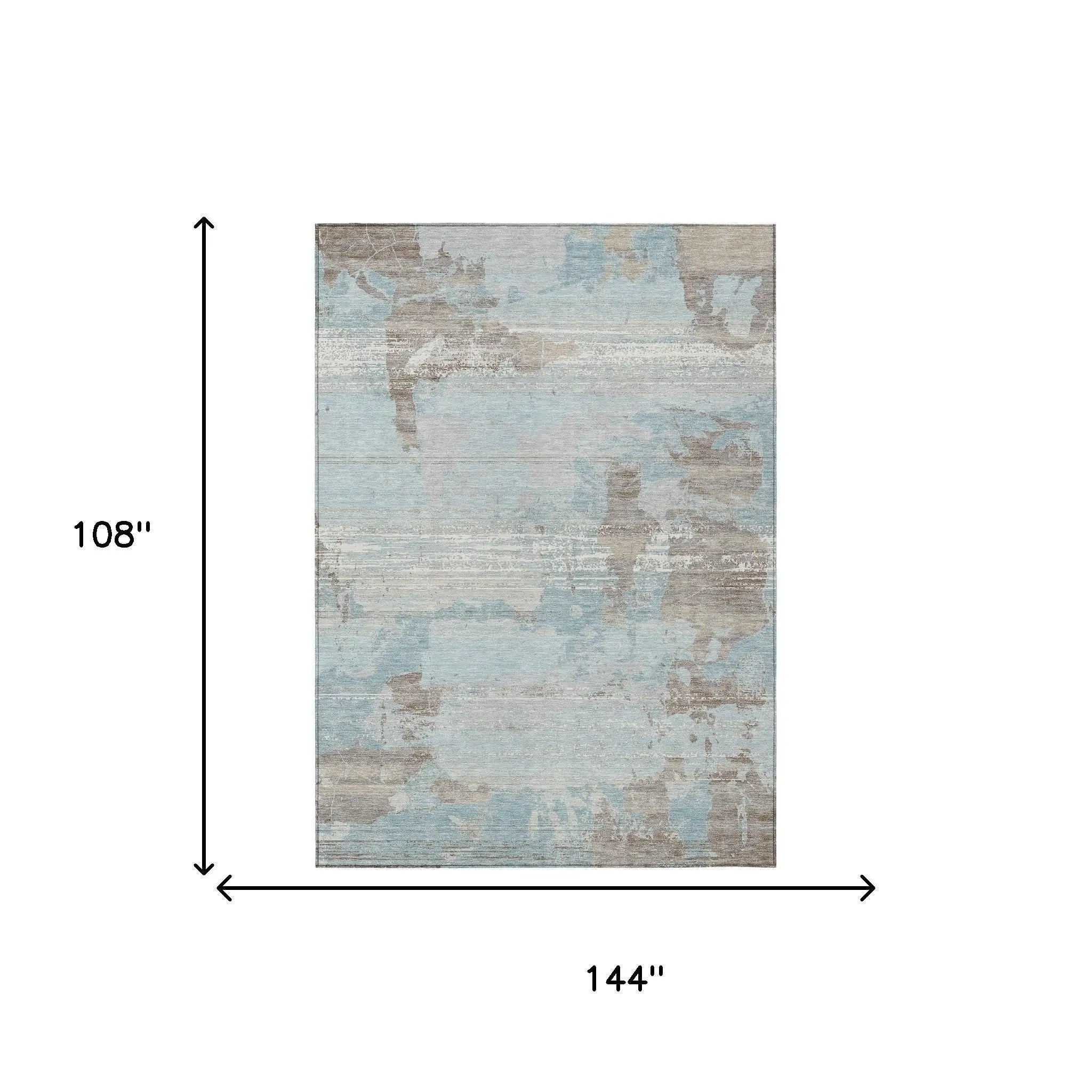 9' X 12' Sky Blue And Blue Abstract Washable Indoor Outdoor Area Rug Homeroots Outdoor