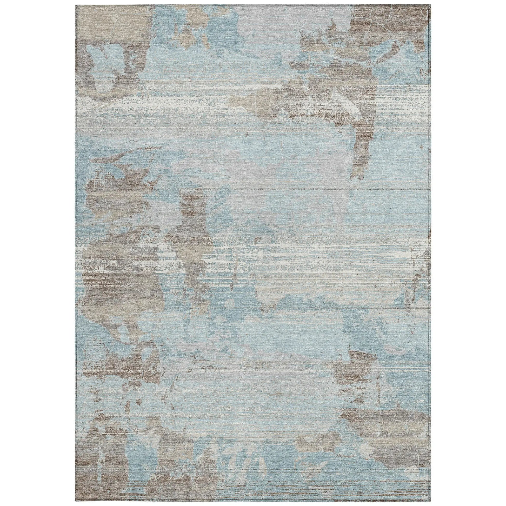 9' X 12' Sky Blue And Blue Abstract Washable Indoor Outdoor Area Rug Homeroots Outdoor