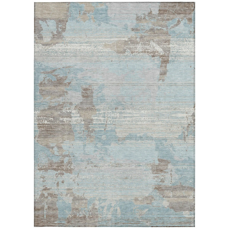 9' X 12' Sky Blue And Blue Abstract Washable Indoor Outdoor Area Rug Homeroots Outdoor