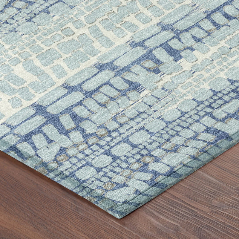 9' X 12' Sky Blue And Blue Abstract Washable Indoor Outdoor Area Rug Homeroots Outdoor