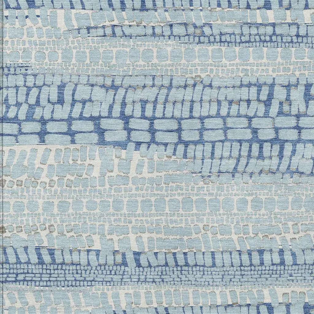 9' X 12' Sky Blue And Blue Abstract Washable Indoor Outdoor Area Rug Homeroots Outdoor