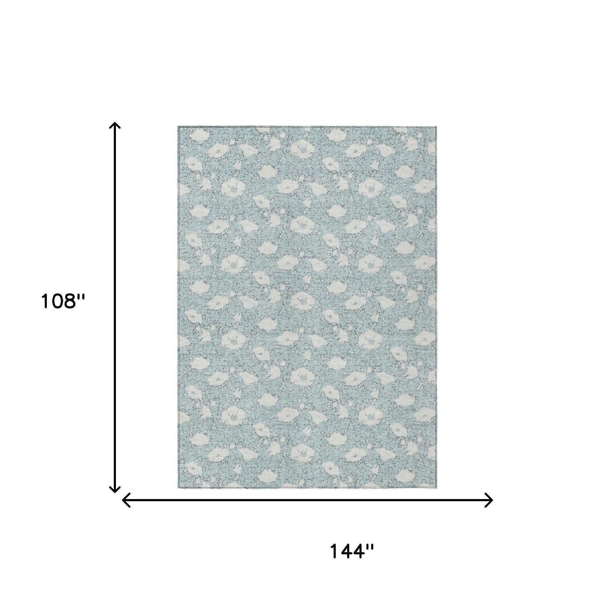 9' X 12' Sky Blue And Blue Floral Washable Indoor Outdoor Area Rug Homeroots Outdoor