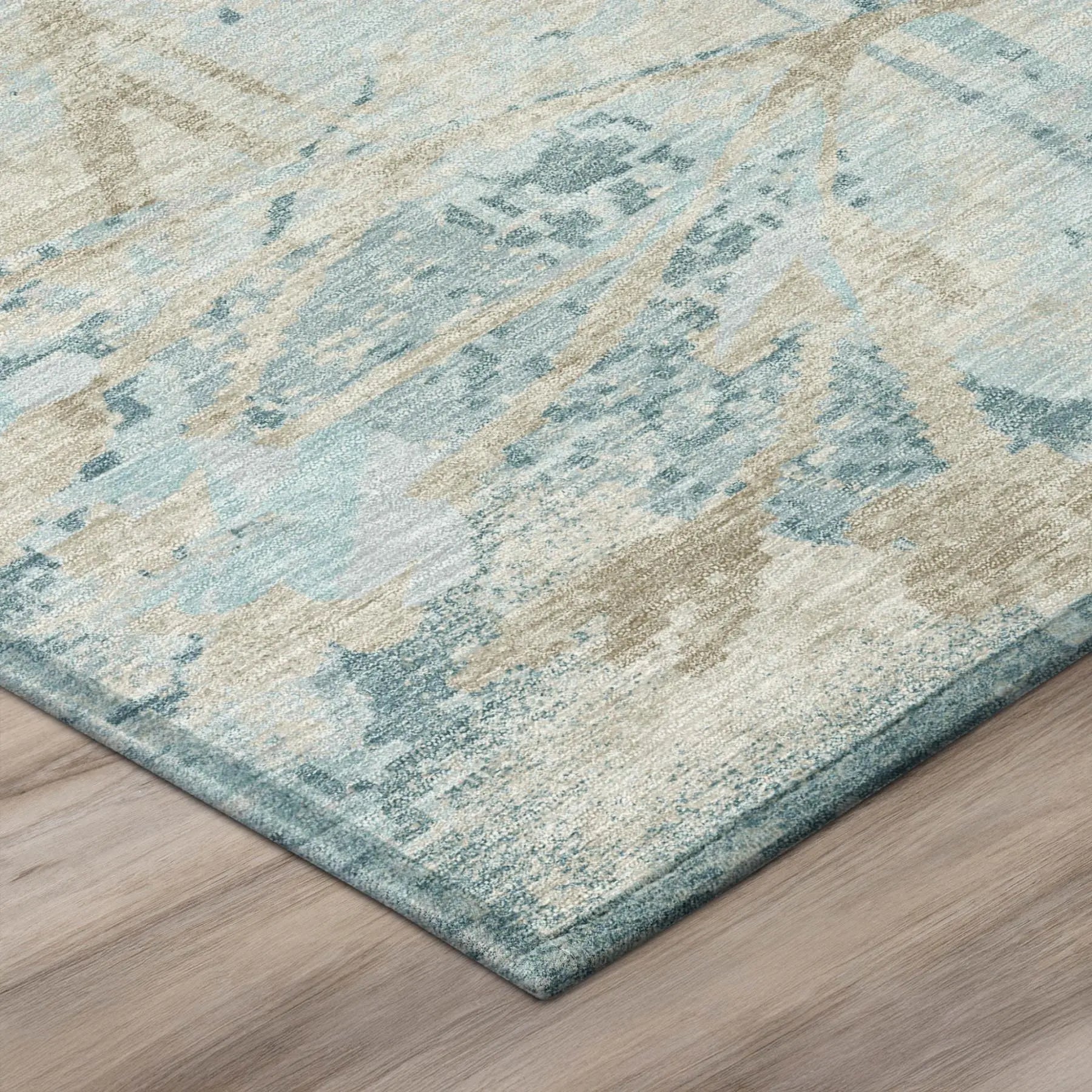 9' X 12' Sky Blue And Blue Floral Washable Indoor Outdoor Area Rug Homeroots Outdoor