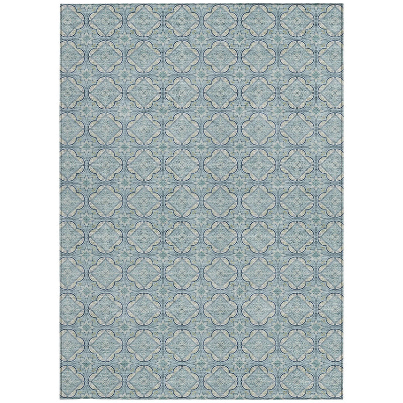 9' X 12' Sky Blue And Blue Geometric Washable Indoor Outdoor Area Rug Homeroots Outdoor