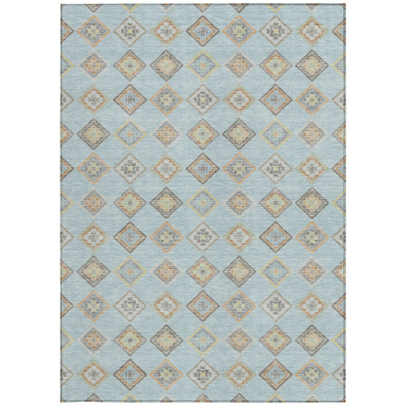 9' X 12' Sky Blue And Blue Geometric Washable Indoor Outdoor Area Rug Homeroots Outdoor