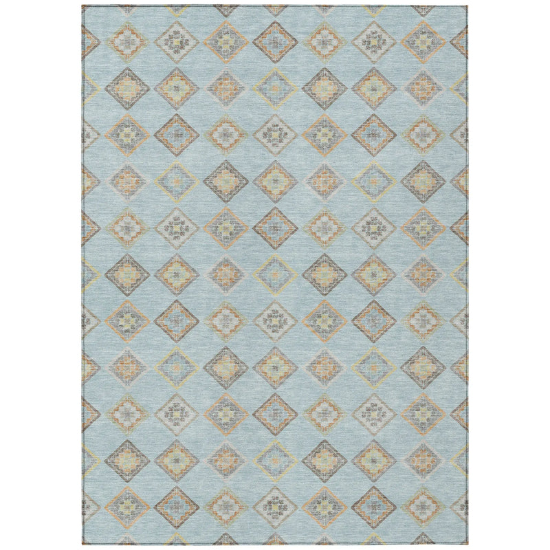 9' X 12' Sky Blue And Blue Geometric Washable Indoor Outdoor Area Rug Homeroots Outdoor