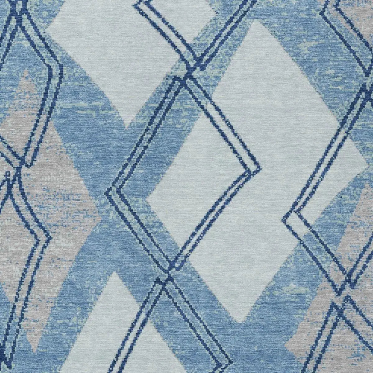 9' X 12' Sky Blue And Blue Geometric Washable Indoor Outdoor Area Rug Homeroots Outdoor