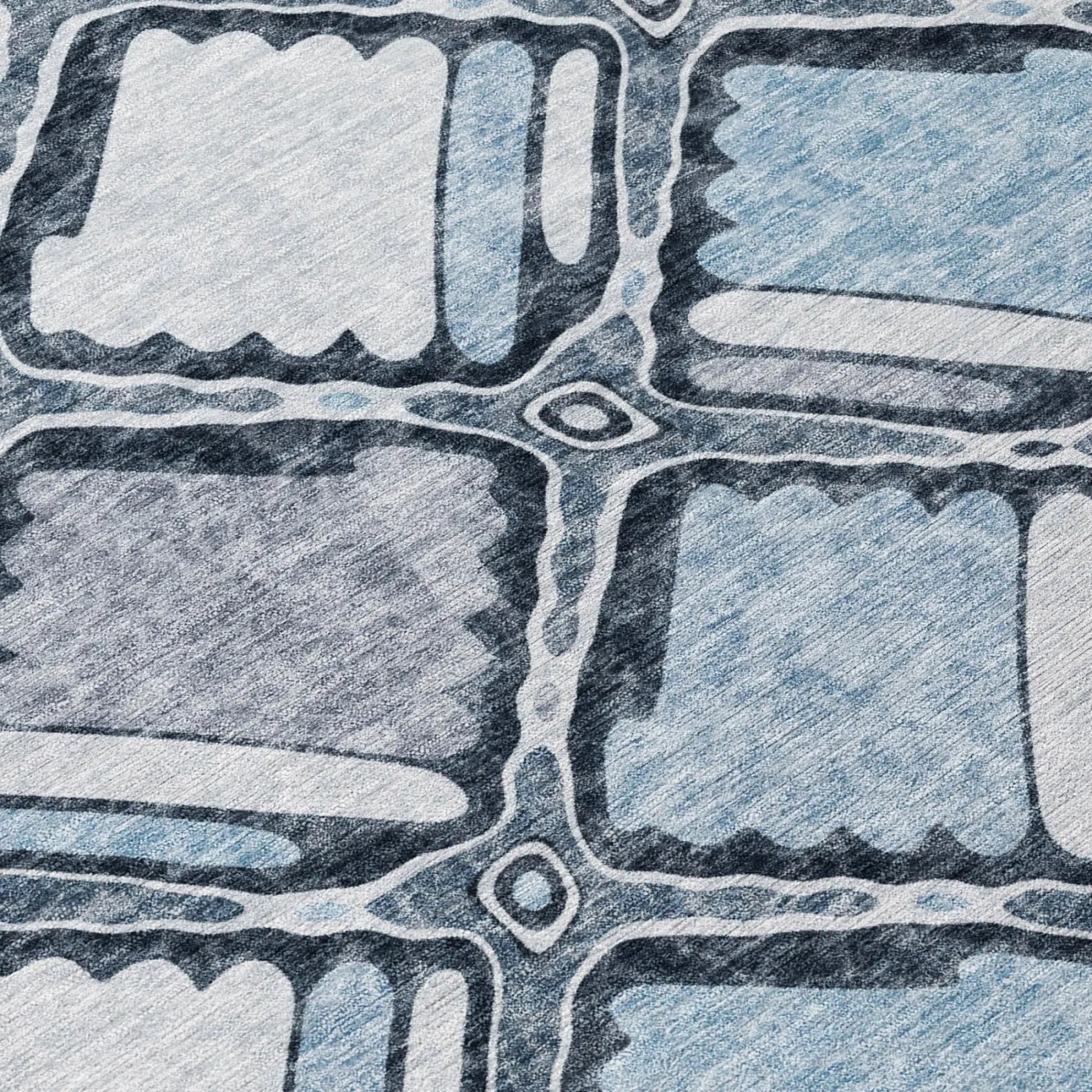 9' X 12' Sky Blue And Blue Geometric Washable Indoor Outdoor Area Rug Homeroots Outdoor