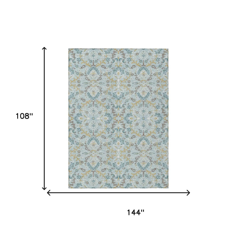 9' X 12' Sky Blue And Blue Geometric Washable Indoor Outdoor Area Rug Homeroots Outdoor