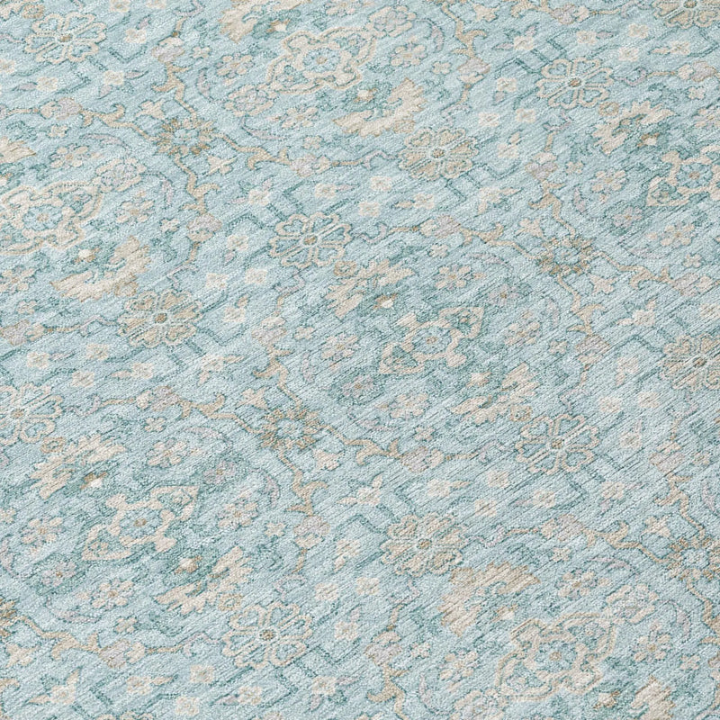 9' X 12' Sky Blue And Blue Oriental Washable Indoor Outdoor Area Rug Homeroots Outdoor