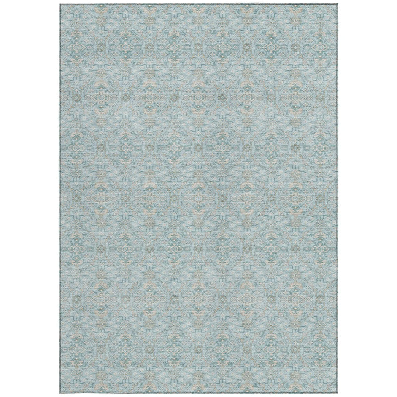 9' X 12' Sky Blue And Blue Oriental Washable Indoor Outdoor Area Rug Homeroots Outdoor