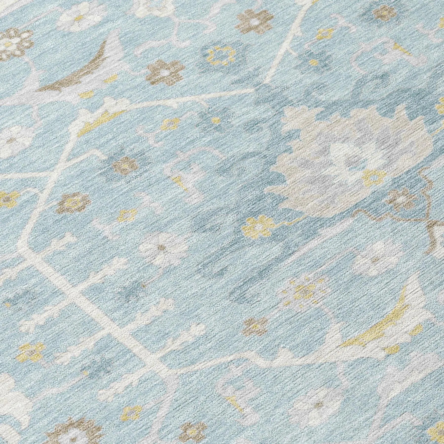 9' X 12' Sky Blue And Blue Oriental Washable Indoor Outdoor Area Rug Homeroots Outdoor