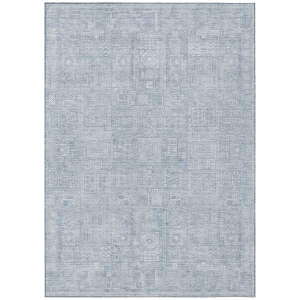 9' X 12' Sky Blue And Blue Oriental Washable Indoor Outdoor Area Rug Homeroots Outdoor