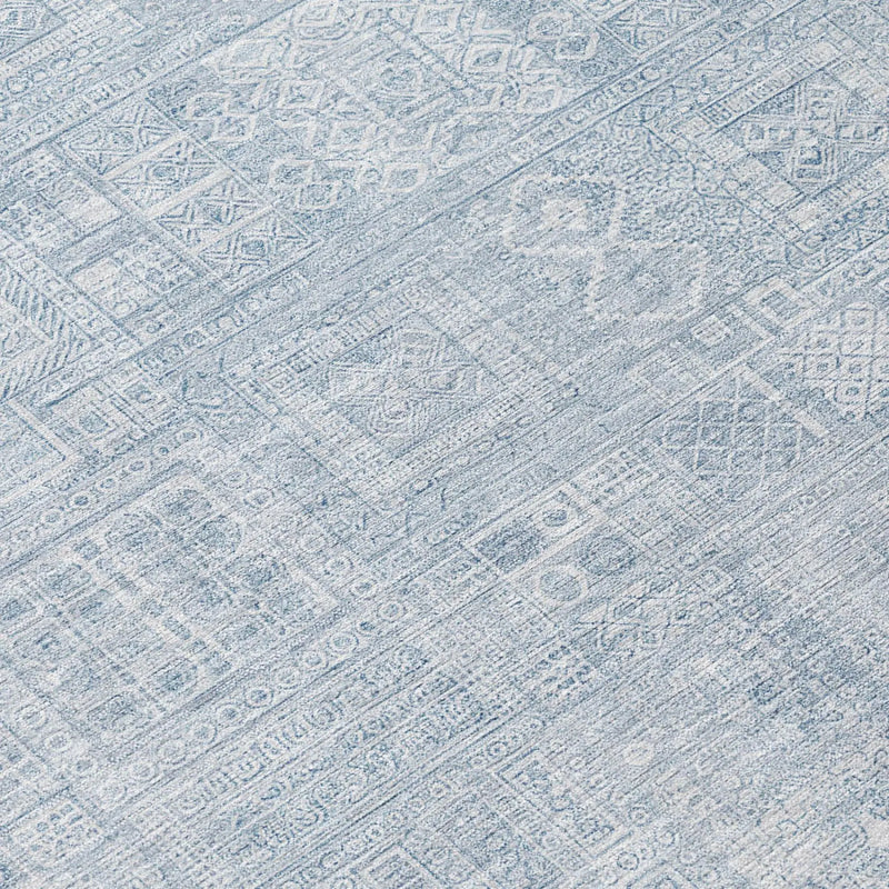 9' X 12' Sky Blue And Blue Oriental Washable Indoor Outdoor Area Rug Homeroots Outdoor