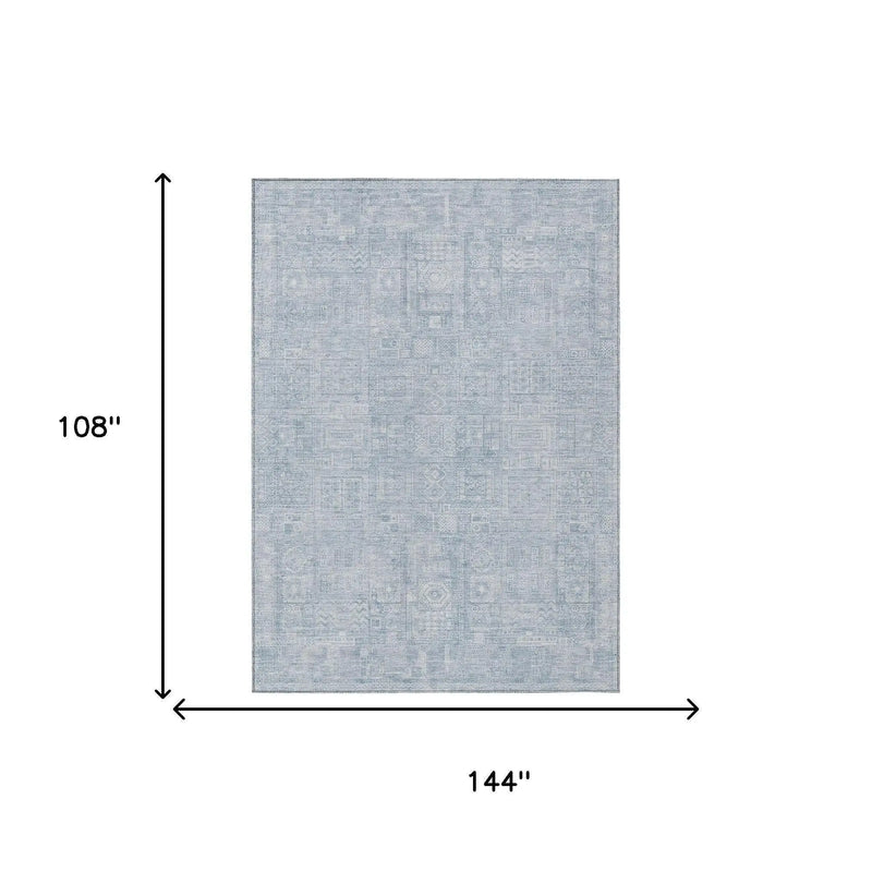 9' X 12' Sky Blue And Blue Oriental Washable Indoor Outdoor Area Rug Homeroots Outdoor