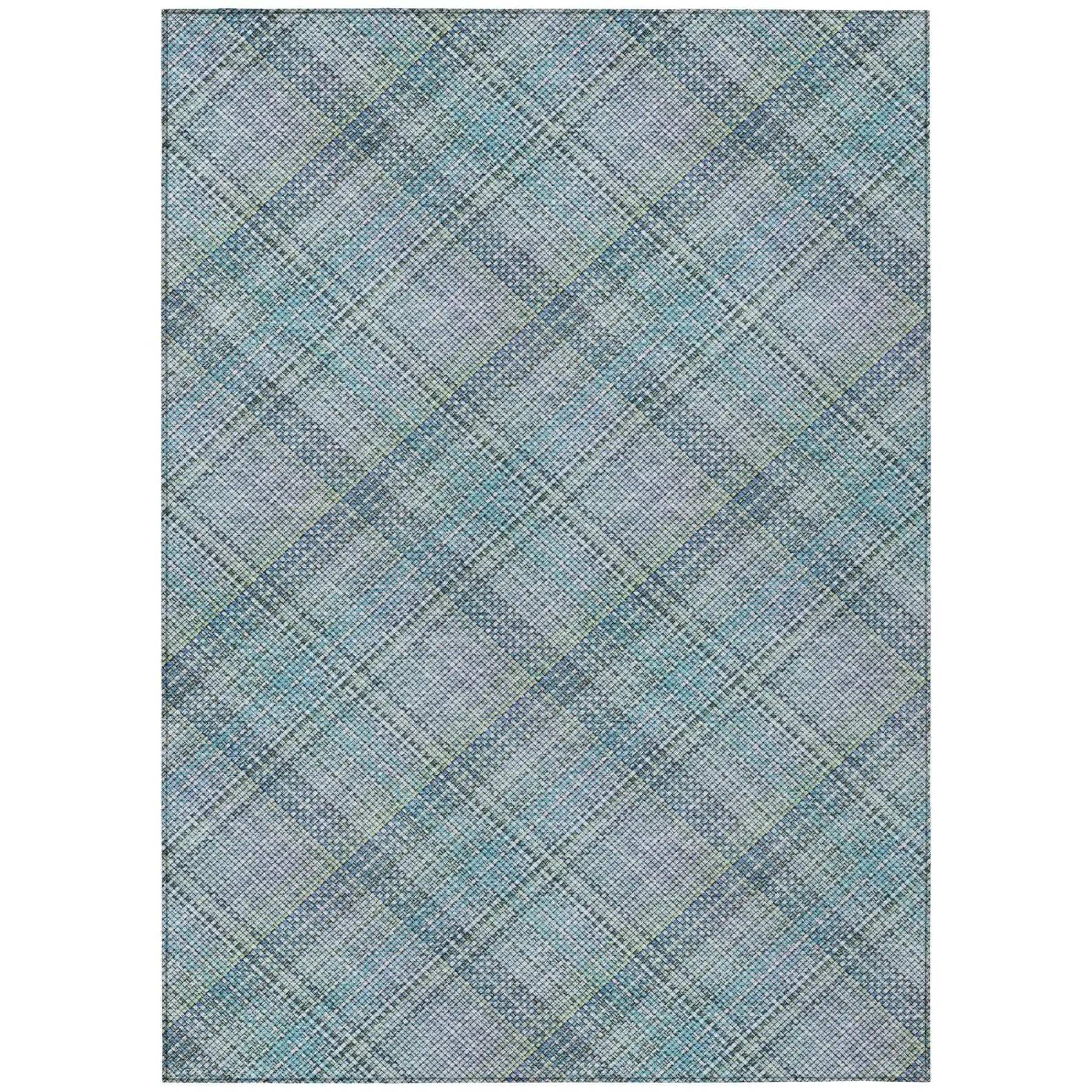 9' X 12' Sky Blue And Blue Plaid Washable Indoor Outdoor Area Rug Homeroots Outdoor