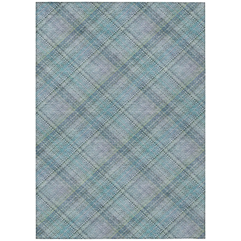 9' X 12' Sky Blue And Blue Plaid Washable Indoor Outdoor Area Rug Homeroots Outdoor